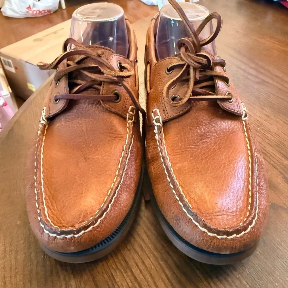 Polo by Ralph Lauren Men’s Bienne tumbled leather boat shoes. Mens size 9